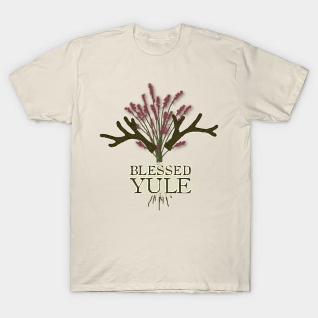 Blessed Yule - Herbs and Antlers T-Shirt by LochNestFarm